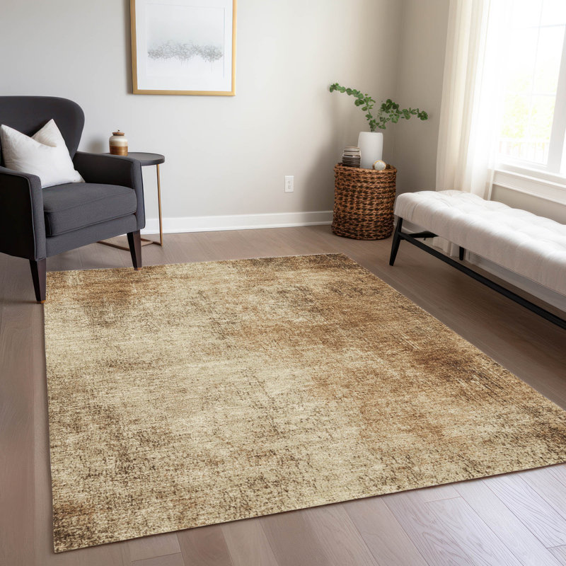 Machine Washable Indoor/Outdoor Xhevrie Beige Rug, Rectangle 5' x 7'6"