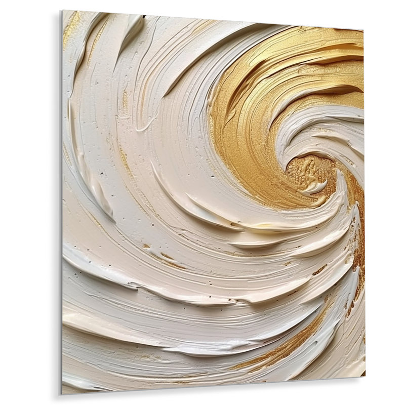 Or éternel tourbillon IV - spirales abstraites, impression sur métal, H 32 po x l 16 po
