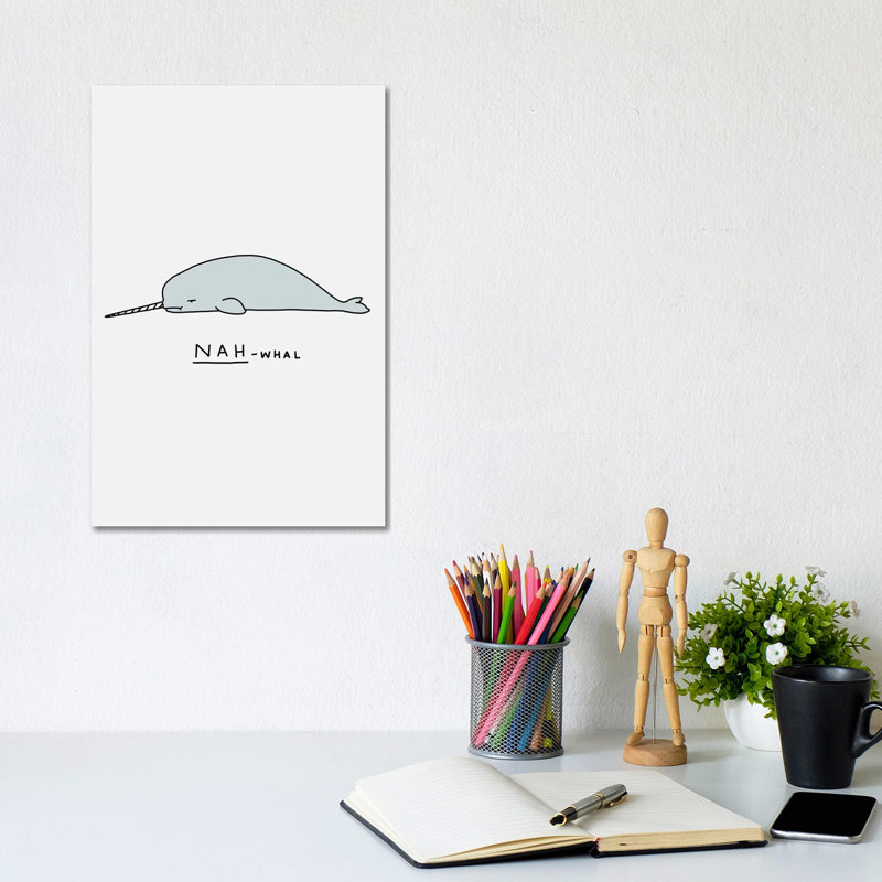 Moody Animals: Narwhal by Lim Heng Swee - Wrapped Canvas Print, 20.32 cm H x 30.48 cm W