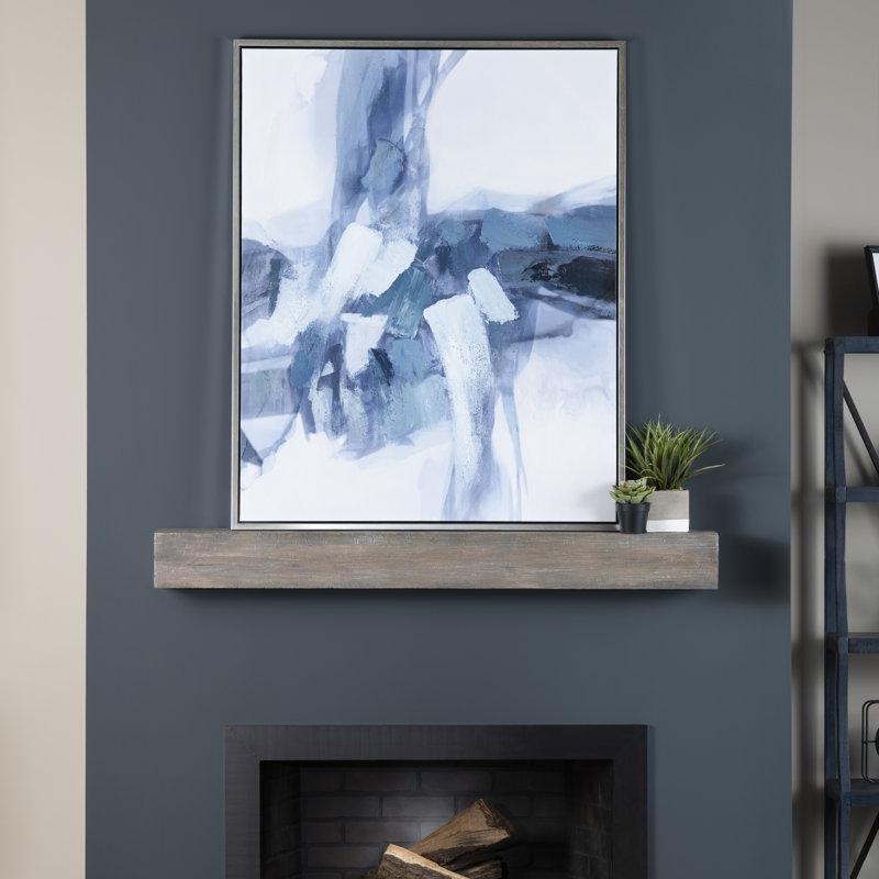 Warren Abstract Blue Framed Canvas Wall Art