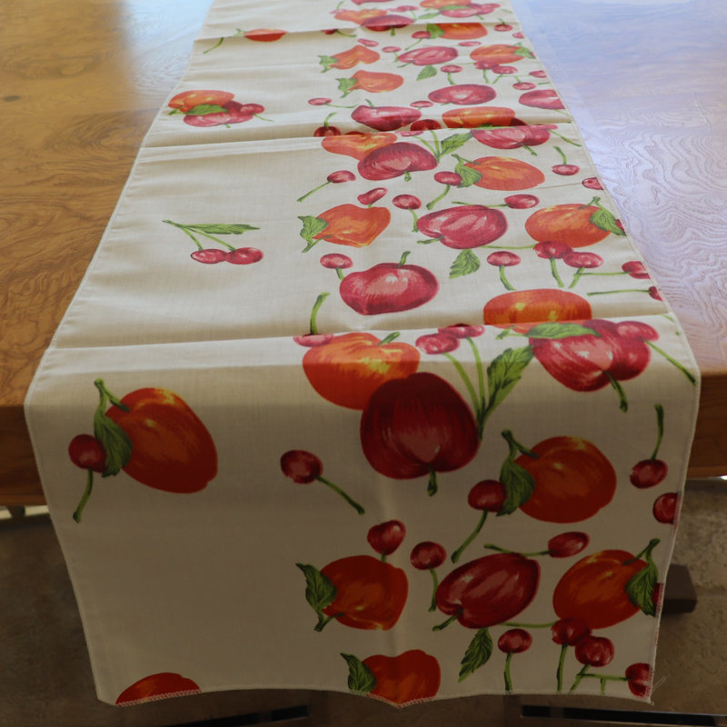 Chirana Rectangle Floral Cotton Table Runnner, 60" Rectangle