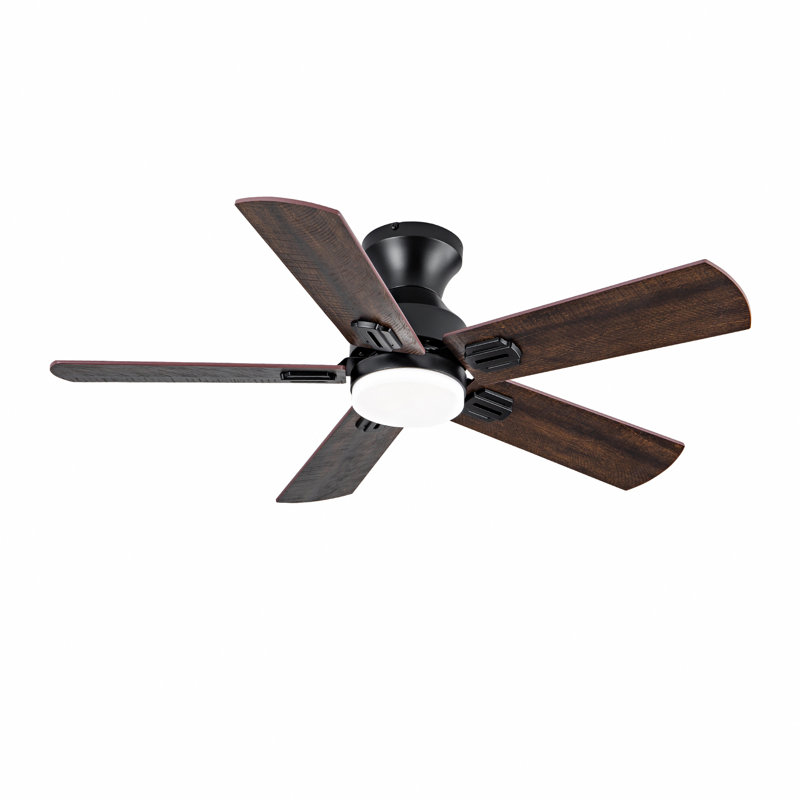 Ventilateurs de plafond avec lumières, ventilateur de plafond à profil bas de 42 pouces avec lumière et télécommande, Plafonnier encastré, réversible, 3Cct, à intensité variable, silencieux, ventilateur de plafond noir pour la chambre à coucher, utilisation intérieure / extérieure