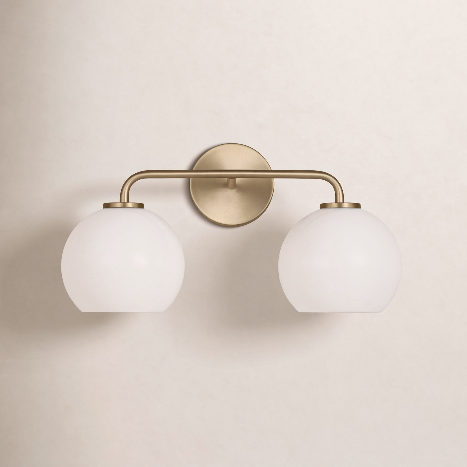 Childerley 2 Light Vanity, Satin Brass, White
