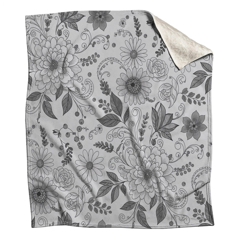 Couvertures à motif floral noir, 60in W x 80in H