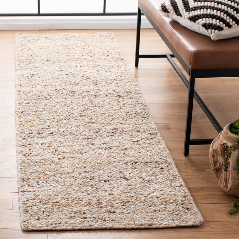 Sisco Hand Woven Wool/Cotton Abstract Rug in Beige, Runner 2'3" x 8'