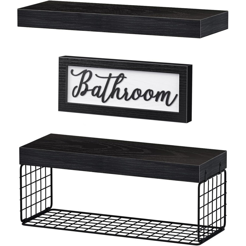 Tablettes murales de salle de bain Resch, Noir