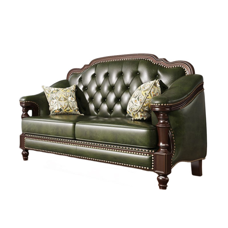 Causeuse en cuir véritable de style américain American 62,6 po