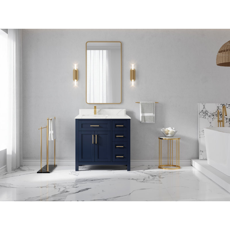 Ensemble de meuble-lavabo simple 36 po Gracieuse, Calacatta Laza