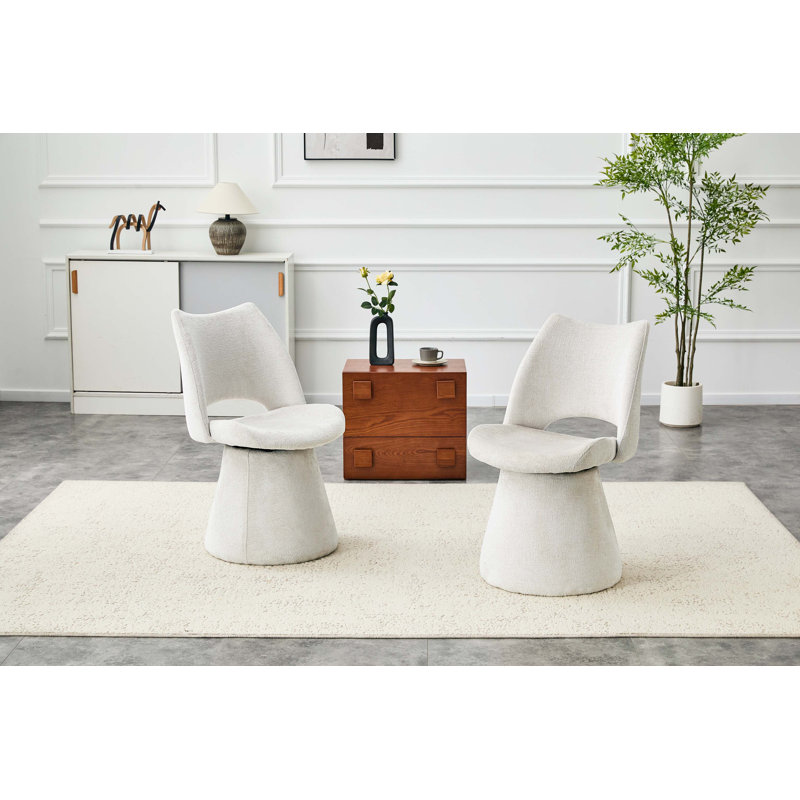 Chaise de salle à manger pivotante moderne à dossier creux avec base industrielle en métal, 34.6" H x 24.4" W x 18.9" D