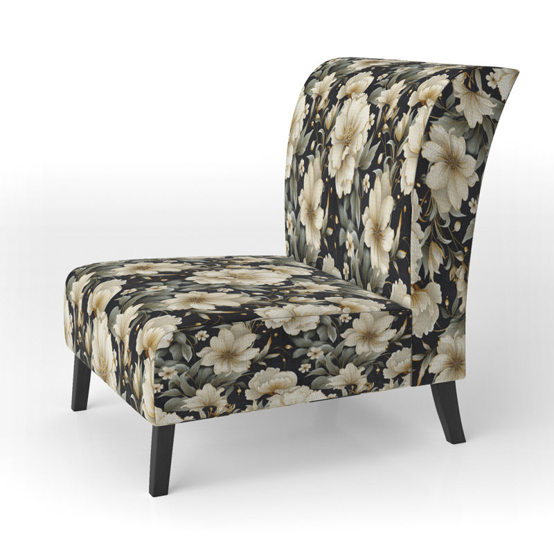 Rustic Victorian Brocade Victorian Motif - Chaise d'appoint de chalet rembourrée à motif floral