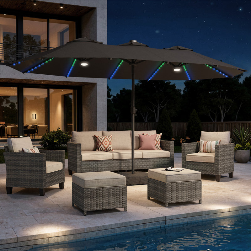 Parasol 14,5Ft Double-Side Patio, Gris