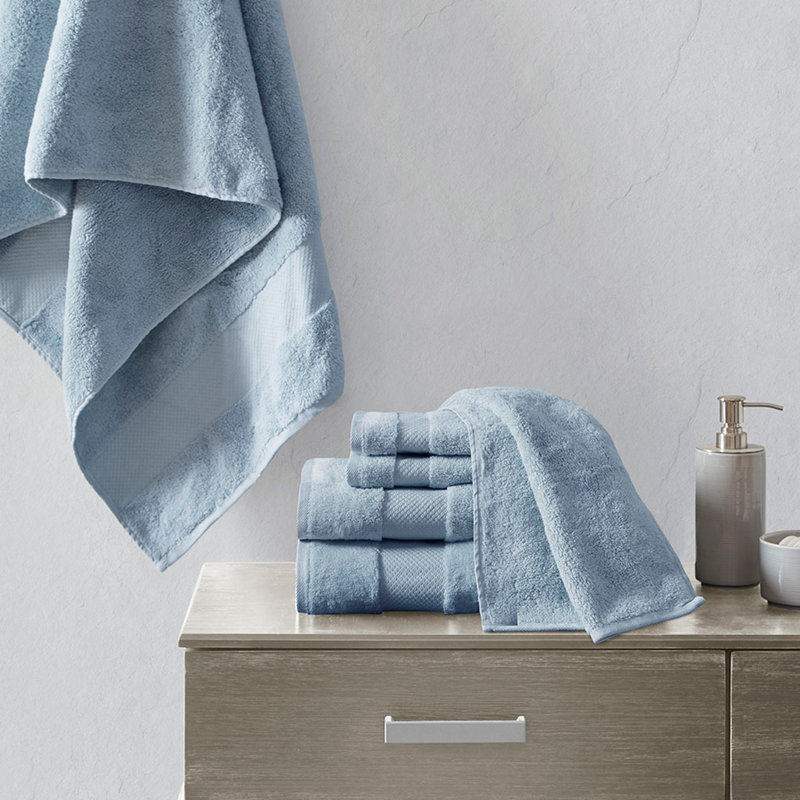 Cotton 6 Piece Bath Towel Set, Blue