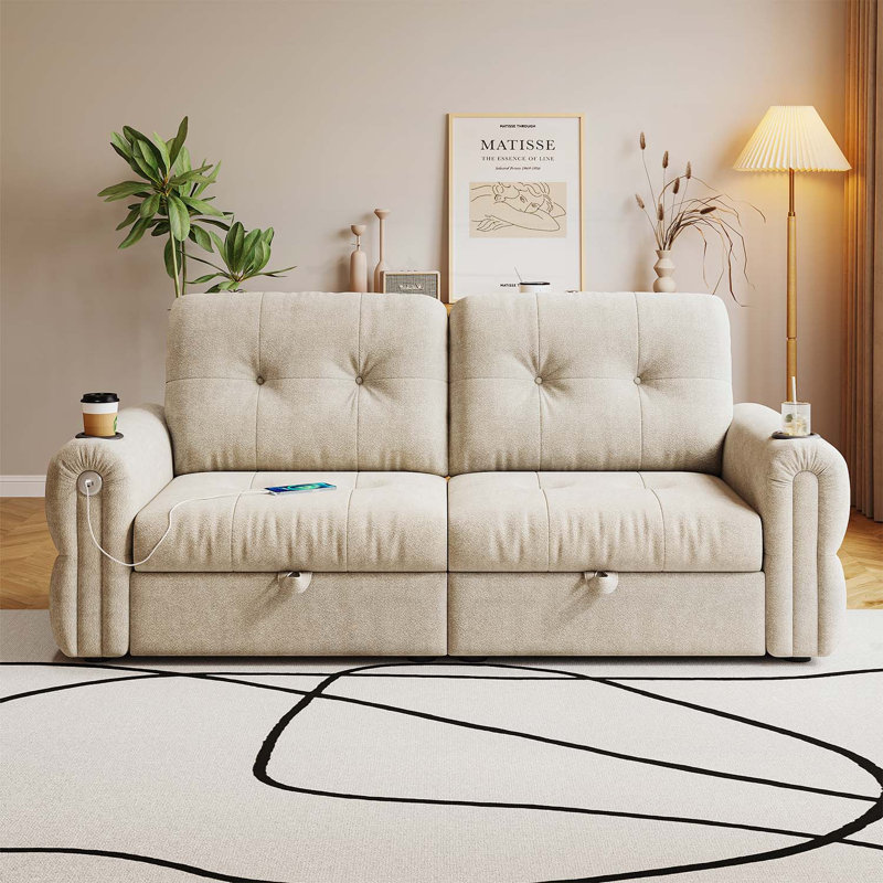 Multi-functional Light Grey Sofas, Steel Frame Convertibles For Modern Living