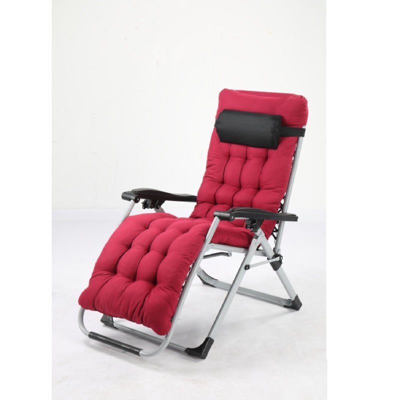 Patio Black Folding Zero Gravity Chair With Red Cushion, Red