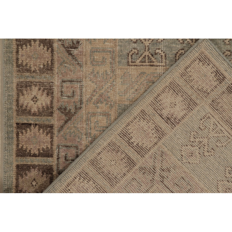 Distressed Homage Hand Knotted Wool Geometric Area Rug, Rectangle 12' x 15'
