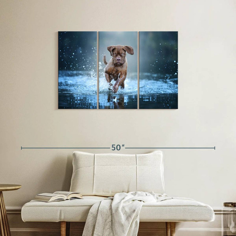 Splashing Mastiff Dog, 24" H x 38" W