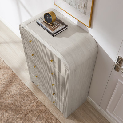 Fluted 5 Drawers Dresser For Bedroom, 48" Tall Modern Chest Of Drawers For Bedroom, Living Room, Hallway