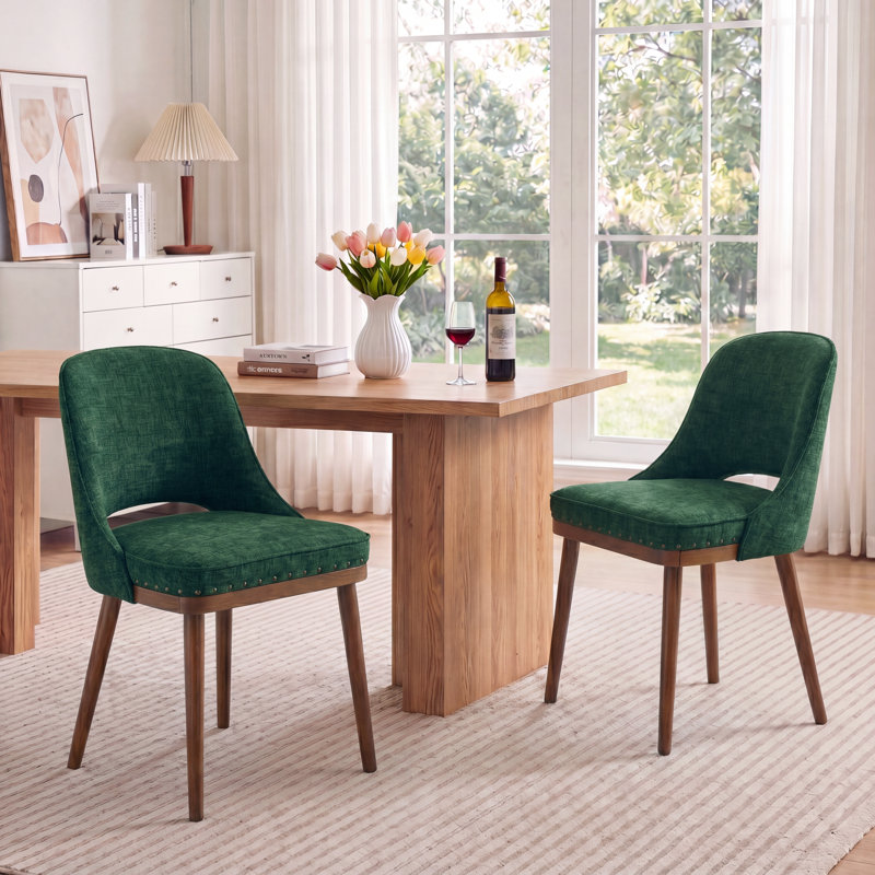 Two-tier solid wood upholstered side chair, Vert, Set of 2, Rivet