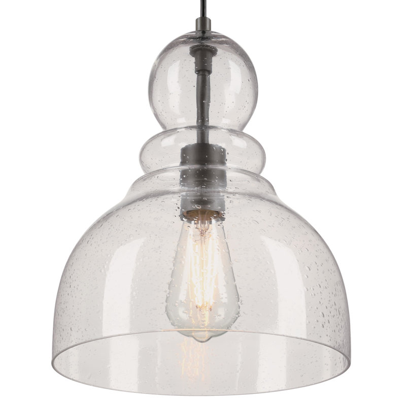 Luminaire suspendu en forme de cloche à 1 lumière Lomita, Bronze noir, 12.5" H x 9.75" W x 9.75" D, Non