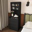 Coiffeuse 3 en 1 avec miroir DEL, 5 espaces de rangement et tabouret de rangement - 48 x 40 x 160 cm - MDF - 2 pièces - Ensemble coiffeuse - Noir - Miroir DEL, 5 espaces de rangement, tabouret de rangement