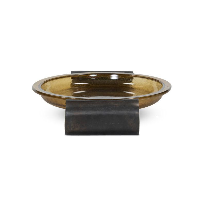Runa Decorative Bowl, Amber/Distressed Bronze