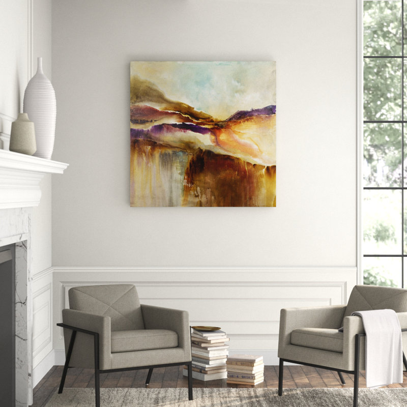 Red Desert Vista Print by Jennifer Hollack Raboin, 48" H x 48" W x 2.25" D, Gold Frame Canvas