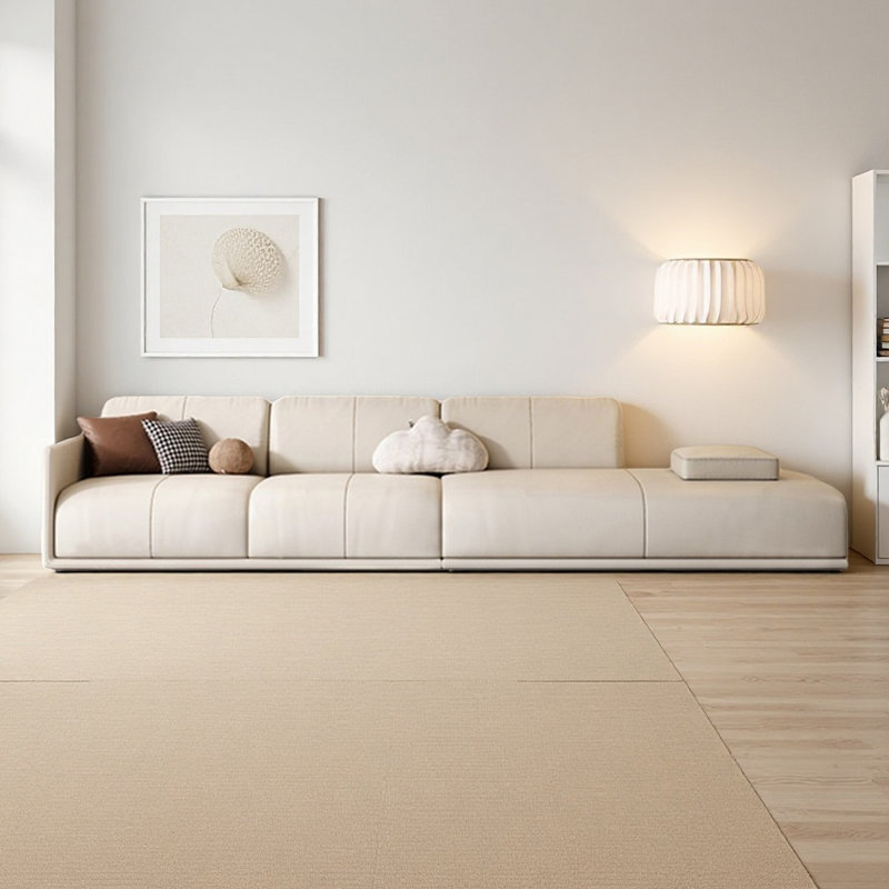 Canapé modulaire beige en cuir véritable, Orienté à droite