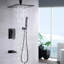 Douche noire matte de 10 pouces, acier inoxydable, disque en céramique équilibré, 3 boutons, buse facile à nettoyer, système de douche mural de 10 po, tête pivotante, interrupteur,-131256986