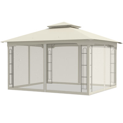 13 Ft. W x 11 Ft. D Steel Patio Gazebo with Netting