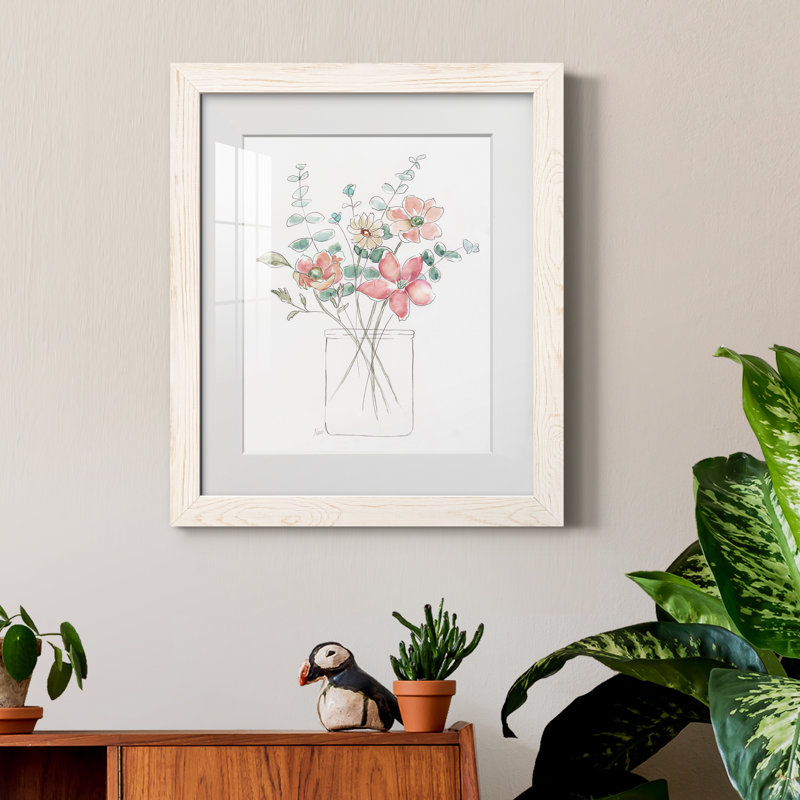 Whimsical Wildflowers I - peinture encadrée, H 20 po x l 17 po x P 1,5 po, Toile blanche encadrée