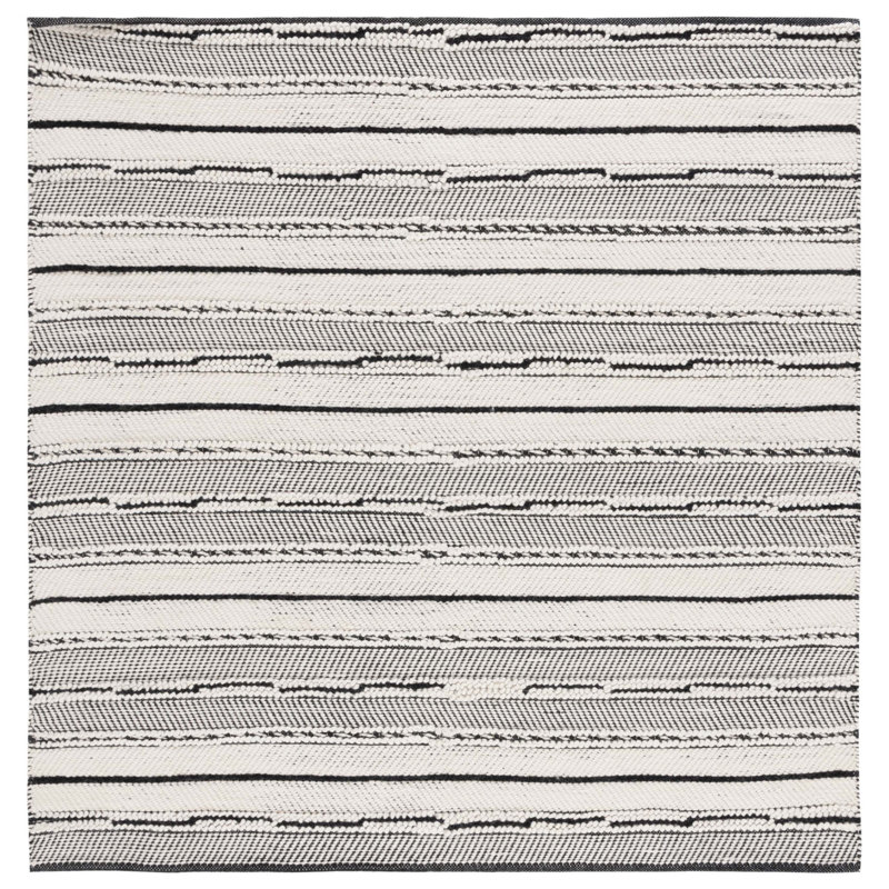 Judsonia 281 Area Rug In Black / Ivory, Square 6'