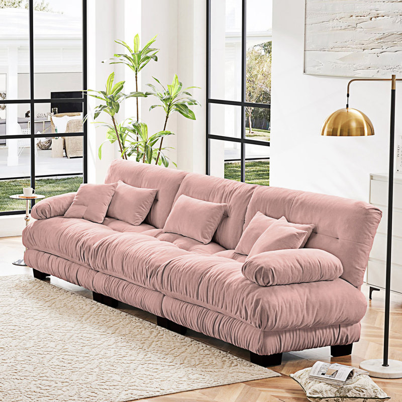Canapé modulaire à 3 places Boneless, Rose