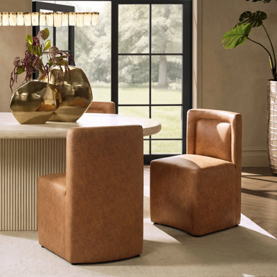 Chaise de salle à manger rembourrée en polyuréthane avec base monolithe contemporaine Orson