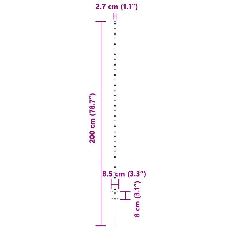 Fence Posts 44 Pcs U-Channel Steel, 200cm H x 8.5cm W, Grey