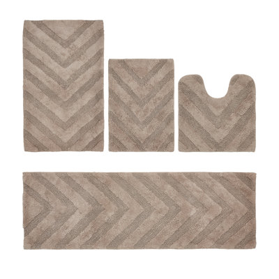 Ensemble de tapis pour salle de bain touffeté à 100% coton 2370 g / m² Hugo avec envers en latex anti-dérapant, certifié OEKO-TEX®, super absorbant et lavable à la machine, beige