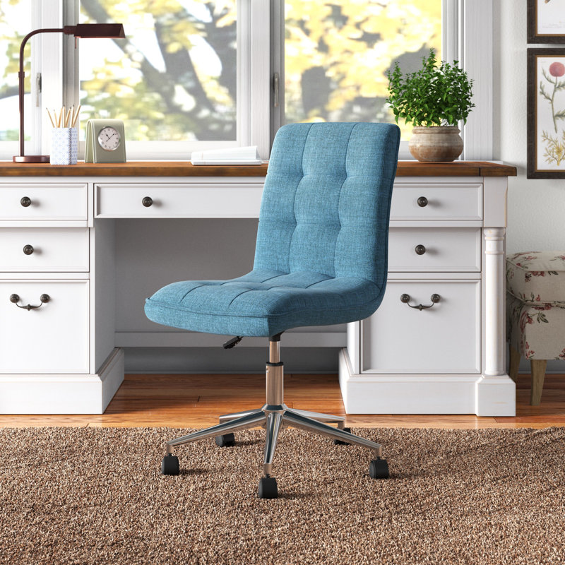 Geraghty Fabric Office Chair with Metal Base, Blue, Polyester Blend