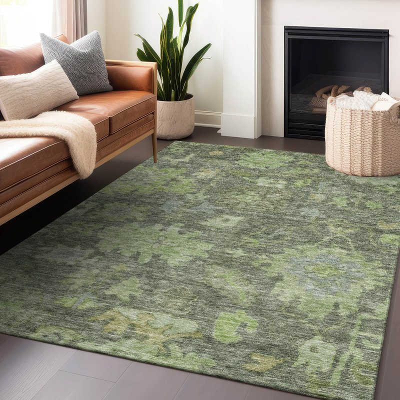 Tapis intérieur / extérieur vert Tirana , 9 pi x 12 pi