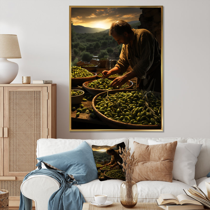 Espagne Espagne Olive Harvest II - impression, H 32 po x l 24 po x P 1 po, Cadre flottant doré