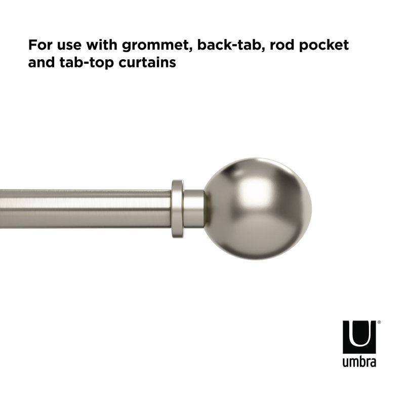 Silver Nickel Adjustable Curtain Rod with Ball Finials