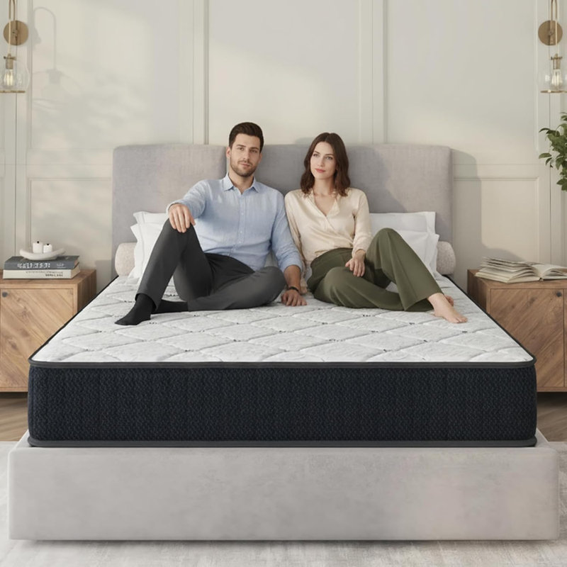 Matelas en mousse viscoélastique hybride et rafraîchissante Rhuddlan Innerspring, 12", Lit simple