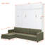 Grand lit escamotable avec canapé, armoire de rangement et tablettes réglables-763091160