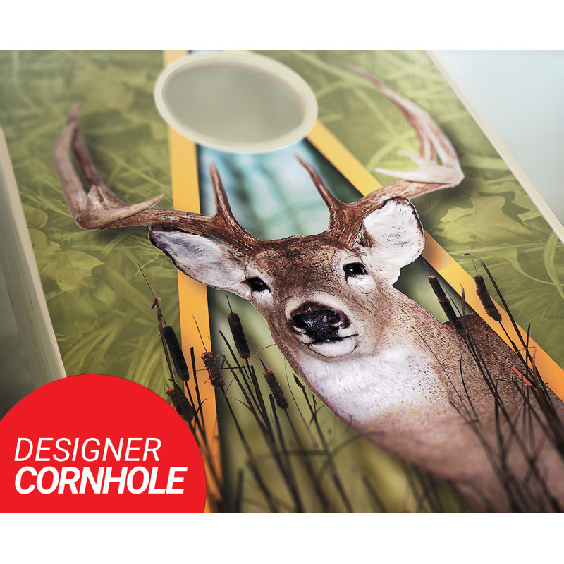 Ensemble de cornhole en bois massif 2 'x 4' avec sacs, Rouge / bleu marine