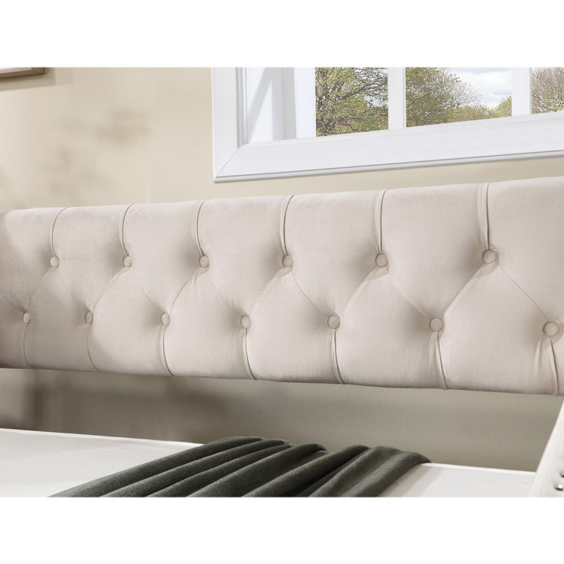 Miaja Daybed, Daybed, Upholstered Bed with Trundle, Beige, Full/Double