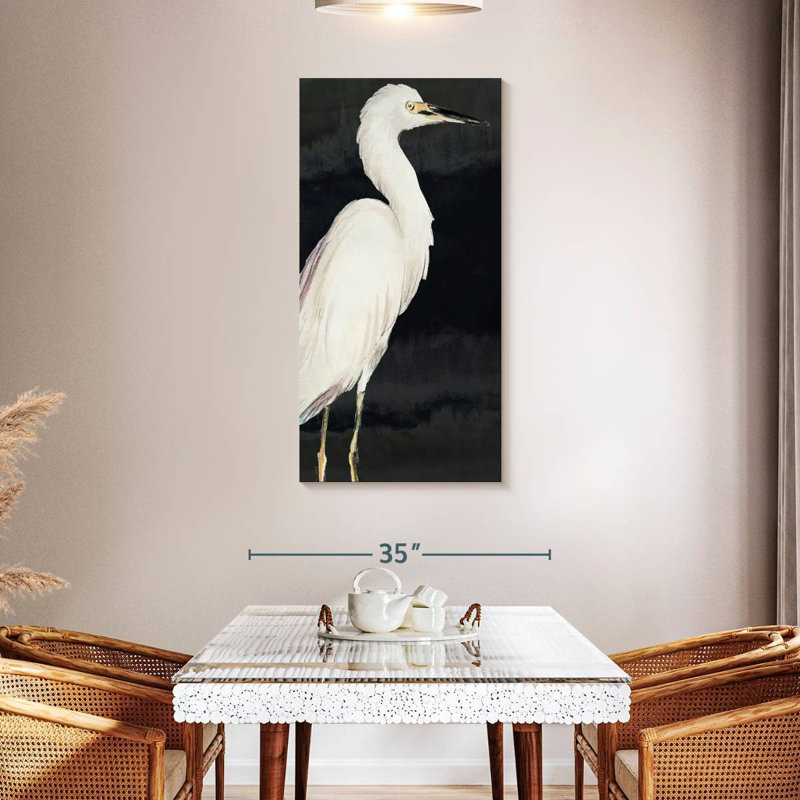 Heron On Black I, 48" H x 24" W