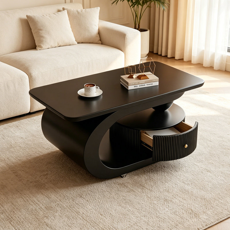 Carrasco, Plateau noir / base noire, H 17,71 po x L 39,37 po x l 19,68 po