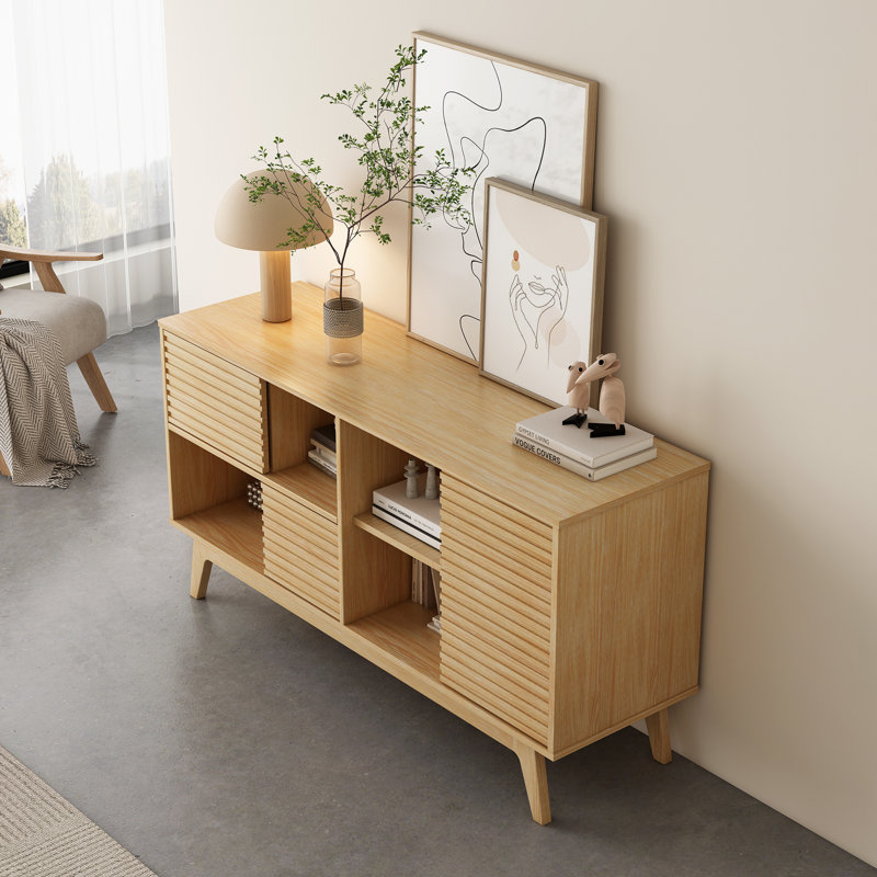 Buffet moderne en bois massif avec tablettes de rangement