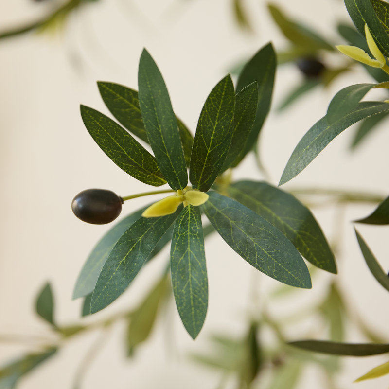 Adcock Artificial Olive Tree with Decorative Pot, UV Resistant Faux Olive Tree with Natural Trunk, White