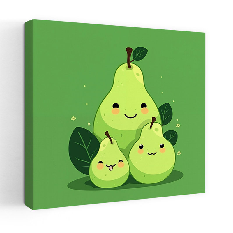 Happy Pear Family Minimalist Abstract Contemporary Fruit Landscape Wall Art Print 1 Piece Wrapped Canvas Wall Art