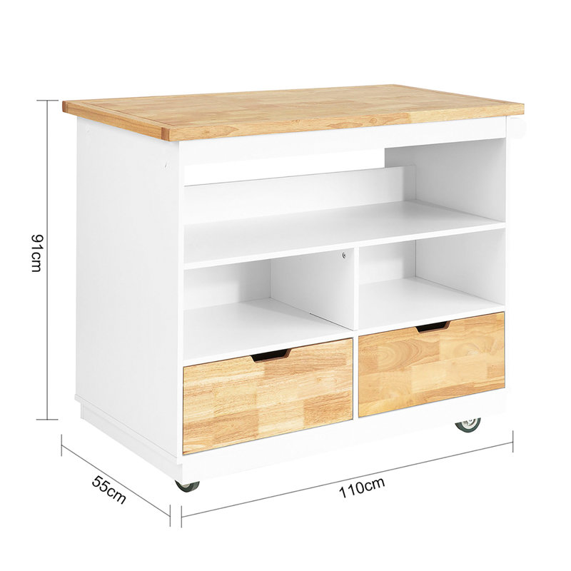Oceane Solid Wood Top Kitchen Cart