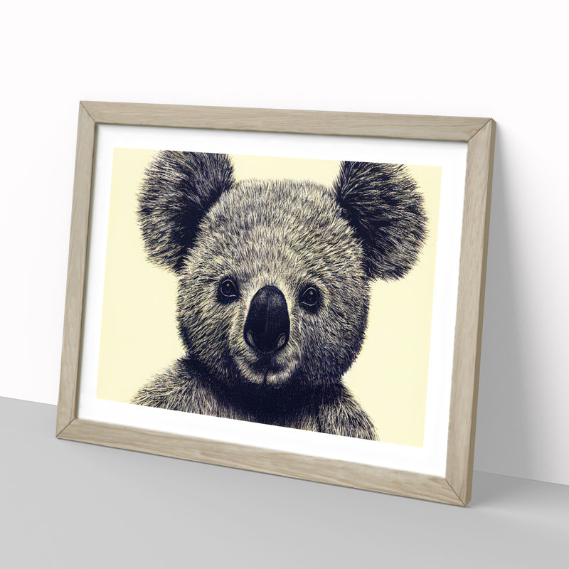 Flawless Koala Bear - Single Picture Frame Print, 46cm H x 64cm W x 2cm D, Oak